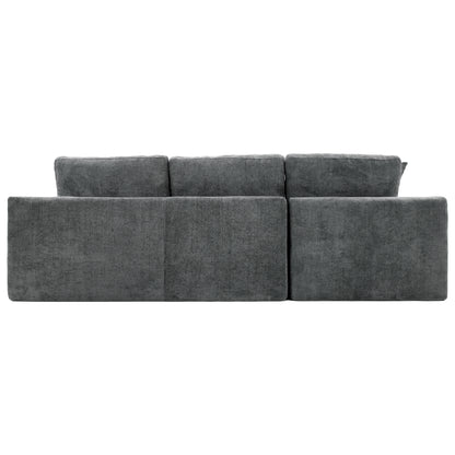 Cloud Sectional Sofa 107.9' Upholstered Sofa Couch with Double-layer Cushion and Side Pockets, Free-combined Sectional Sofa Full-compressed Sofa for Living Room, Grey