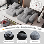 Modern Oversized Modular Sectional Sofa with 2 chaise lounge and 2 armrest,Sparkling Chenille Fabric Soft Cushion Sofa with 4 Pillows,4 PCS DIY Combination Tufted Sofa,No Assembly Required,GREY