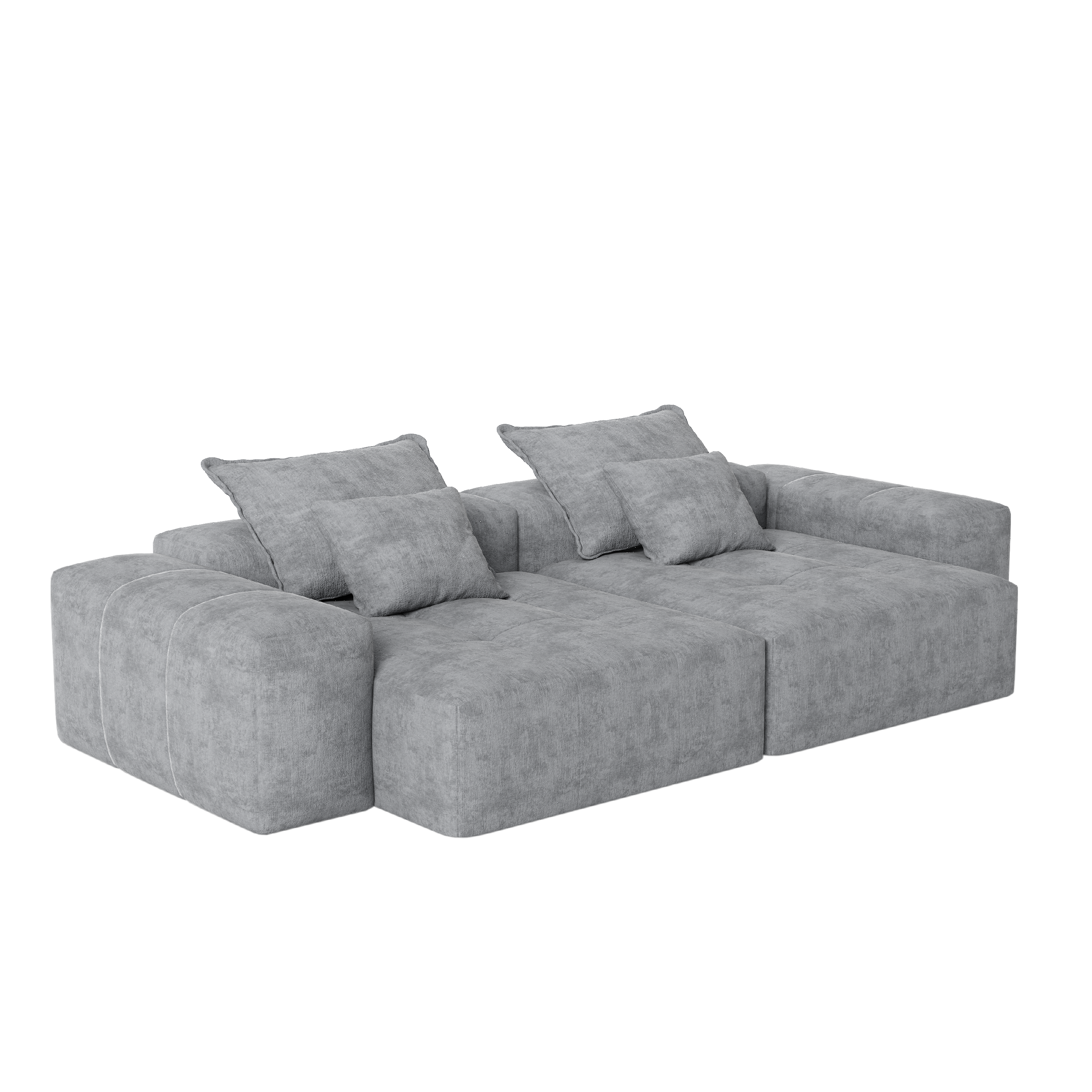 Modern Oversized Modular Sectional Sofa with 2 chaise lounge and 2 armrest,Sparkling Chenille Fabric Soft Cushion Sofa with 4 Pillows,4 PCS DIY Combination Tufted Sofa,No Assembly Required,GREY