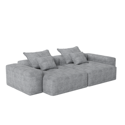 Modern Oversized Modular Sectional Sofa with 2 chaise lounge and 2 armrest,Sparkling Chenille Fabric Soft Cushion Sofa with 4 Pillows,4 PCS DIY Combination Tufted Sofa,No Assembly Required,GREY