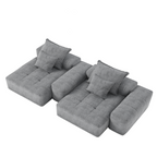Modern Oversized Modular Sectional Sofa with 2 chaise lounge and 2 armrest,Sparkling Chenille Fabric Soft Cushion Sofa with 4 Pillows,4 PCS DIY Combination Tufted Sofa,No Assembly Required,GREY