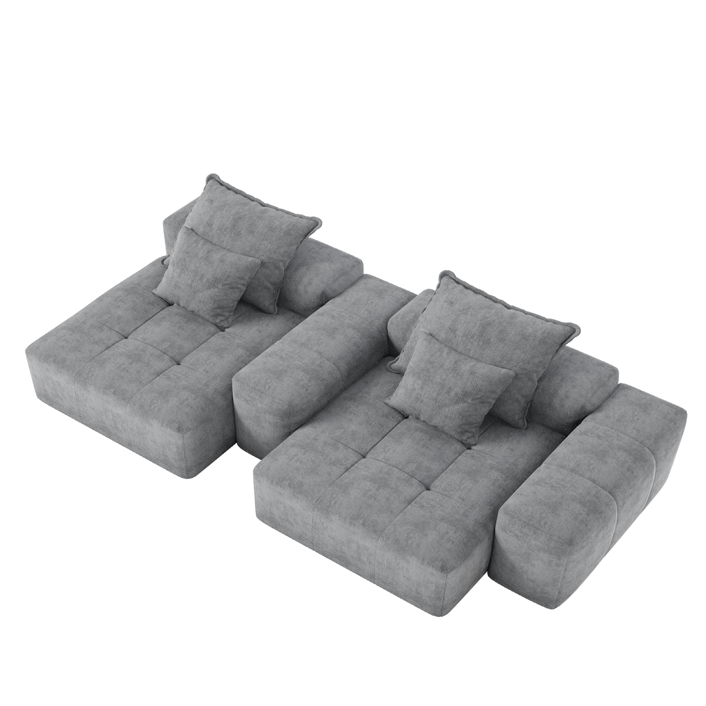 Modern Oversized Modular Sectional Sofa with 2 chaise lounge and 2 armrest,Sparkling Chenille Fabric Soft Cushion Sofa with 4 Pillows,4 PCS DIY Combination Tufted Sofa,No Assembly Required,GREY