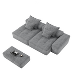 Modern Oversized Modular Sectional Sofa with 2 chaise lounge and 2 armrest,Sparkling Chenille Fabric Soft Cushion Sofa with 4 Pillows,4 PCS DIY Combination Tufted Sofa,No Assembly Required,GREY