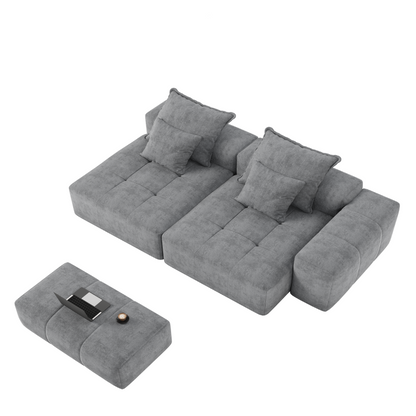 Modern Oversized Modular Sectional Sofa with 2 chaise lounge and 2 armrest,Sparkling Chenille Fabric Soft Cushion Sofa with 4 Pillows,4 PCS DIY Combination Tufted Sofa,No Assembly Required,GREY