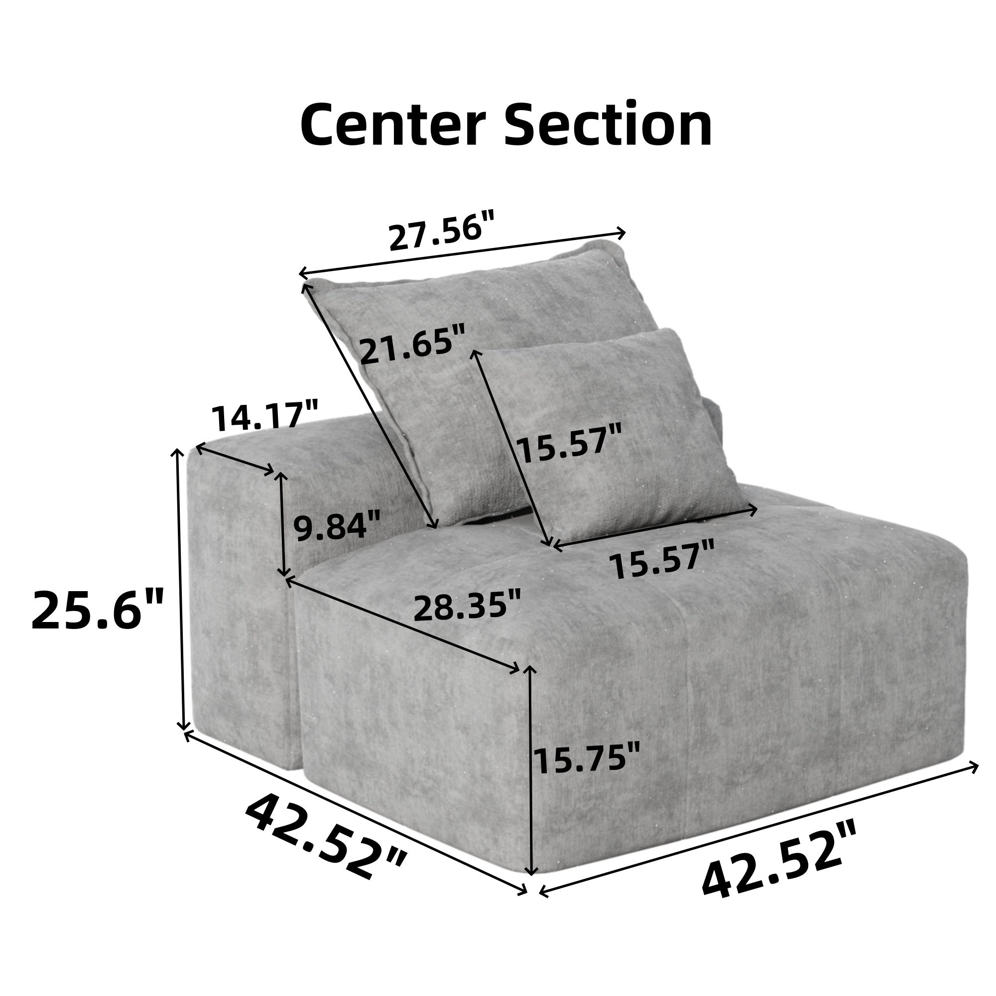 Modern Oversized Modular Sectional Sofa with 2 chaise lounge and 2 armrest,Sparkling Chenille Fabric Soft Cushion Sofa with 4 Pillows,4 PCS DIY Combination Tufted Sofa,No Assembly Required,GREY