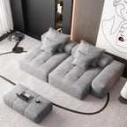 Modern Oversized Modular Sectional Sofa with 2 chaise lounge and 2 armrest,Sparkling Chenille Fabric Soft Cushion Sofa with 4 Pillows,4 PCS DIY Combination Tufted Sofa,No Assembly Required,GREY