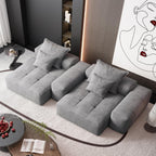 Modern Oversized Modular Sectional Sofa with 2 chaise lounge and 2 armrest,Sparkling Chenille Fabric Soft Cushion Sofa with 4 Pillows,4 PCS DIY Combination Tufted Sofa,No Assembly Required,GREY