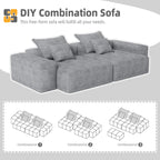 Modern Oversized Modular Sectional Sofa with 2 chaise lounge and 2 armrest,Sparkling Chenille Fabric Soft Cushion Sofa with 4 Pillows,4 PCS DIY Combination Tufted Sofa,No Assembly Required,GREY