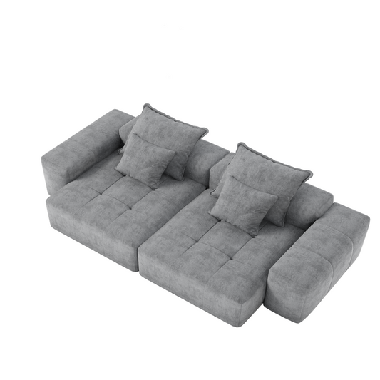 Modern Oversized Modular Sectional Sofa with 2 chaise lounge and 2 armrest,Sparkling Chenille Fabric Soft Cushion Sofa with 4 Pillows,4 PCS DIY Combination Tufted Sofa,No Assembly Required,GREY