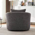 Chenille Upholstered 360° Swivel Barrel Sofa Chair with Throw Pillow, Grey, 38.2' Accent Chair for Living Room, Bedroom, Office and Hotel
