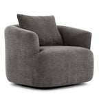 Chenille Upholstered 360° Swivel Barrel Sofa Chair with Throw Pillow, Grey, 38.2' Accent Chair for Living Room, Bedroom, Office and Hotel
