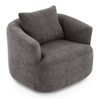 Chenille Upholstered 360° Swivel Barrel Sofa Chair with Throw Pillow, Grey, 38.2' Accent Chair for Living Room, Bedroom, Office and Hotel