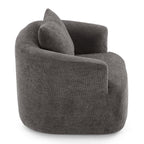 Chenille Upholstered 360° Swivel Barrel Sofa Chair with Throw Pillow, Grey, 38.2' Accent Chair for Living Room, Bedroom, Office and Hotel