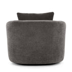 Chenille Upholstered 360° Swivel Barrel Sofa Chair with Throw Pillow, Grey, 38.2' Accent Chair for Living Room, Bedroom, Office and Hotel