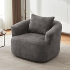 Chenille Upholstered 360° Swivel Barrel Sofa Chair with Throw Pillow, Grey, 38.2' Accent Chair for Living Room, Bedroom, Office and Hotel