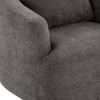 Chenille Upholstered 360° Swivel Barrel Sofa Chair with Throw Pillow, Grey, 38.2' Accent Chair for Living Room, Bedroom, Office and Hotel
