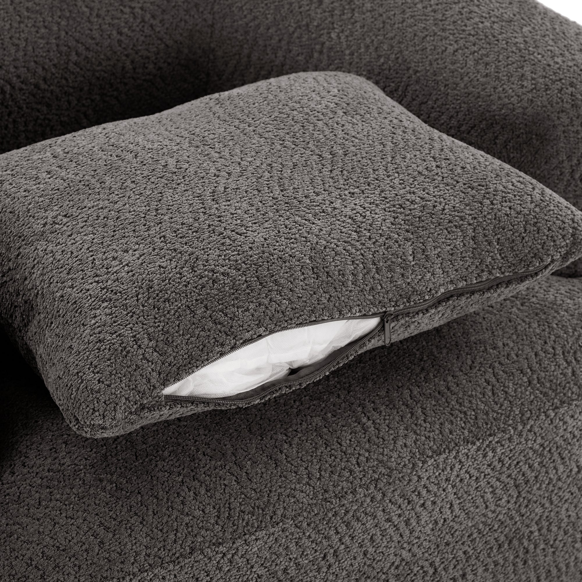 Chenille Upholstered 360° Swivel Barrel Sofa Chair with Throw Pillow, Grey, 38.2' Accent Chair for Living Room, Bedroom, Office and Hotel