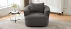 Chenille Upholstered 360° Swivel Barrel Sofa Chair with Throw Pillow, Grey, 38.2' Accent Chair for Living Room, Bedroom, Office and Hotel