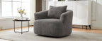 Chenille Upholstered 360° Swivel Barrel Sofa Chair with Throw Pillow, Grey, 38.2' Accent Chair for Living Room, Bedroom, Office and Hotel