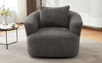 Chenille Upholstered 360° Swivel Barrel Sofa Chair with Throw Pillow, Grey, 38.2' Accent Chair for Living Room, Bedroom, Office and Hotel