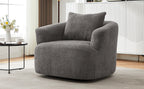 Chenille Upholstered 360° Swivel Barrel Sofa Chair with Throw Pillow, Grey, 38.2' Accent Chair for Living Room, Bedroom, Office and Hotel