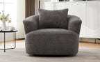 Chenille Upholstered 360° Swivel Barrel Sofa Chair with Throw Pillow, Grey, 38.2' Accent Chair for Living Room, Bedroom, Office and Hotel