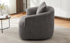 Chenille Upholstered 360° Swivel Barrel Sofa Chair with Throw Pillow, Grey, 38.2' Accent Chair for Living Room, Bedroom, Office and Hotel