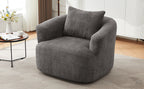 Chenille Upholstered 360° Swivel Barrel Sofa Chair with Throw Pillow, Grey, 38.2' Accent Chair for Living Room, Bedroom, Office and Hotel