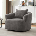 Chenille Upholstered 360° Swivel Barrel Sofa Chair with Throw Pillow, Grey, 38.2' Accent Chair for Living Room, Bedroom, Office and Hotel