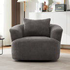 Chenille Upholstered 360° Swivel Barrel Sofa Chair with Throw Pillow, Grey, 38.2' Accent Chair for Living Room, Bedroom, Office and Hotel