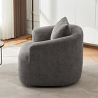 Chenille Upholstered 360° Swivel Barrel Sofa Chair with Throw Pillow, Grey, 38.2' Accent Chair for Living Room, Bedroom, Office and Hotel