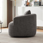 Chenille Upholstered 360° Swivel Barrel Sofa Chair with Throw Pillow, Grey, 38.2' Accent Chair for Living Room, Bedroom, Office and Hotel