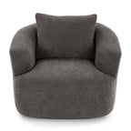 Chenille Upholstered 360° Swivel Barrel Sofa Chair with Throw Pillow, Grey, 38.2' Accent Chair for Living Room, Bedroom, Office and Hotel