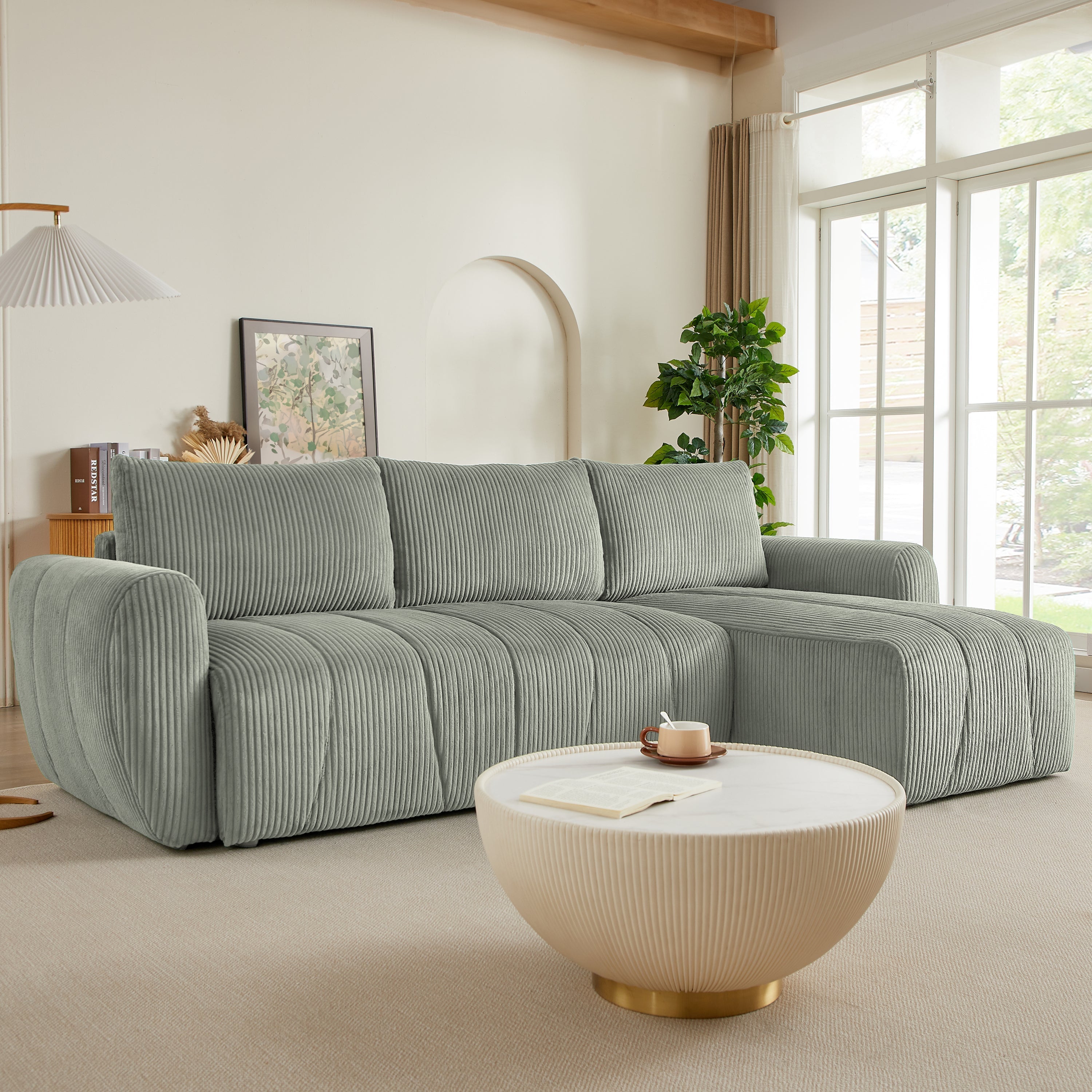Convertible Sectional Sofa Couch, Modern Fabric 3 Seater L-Shaped Couch for Living Room, Apartment, Office, Small Space
