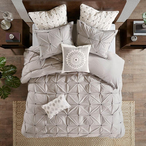Grey Cotton Embroidered Square Pillow 20x20 Inches.