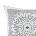 Cotton Embroidered Decorative Square Pillow Grey 20x20'