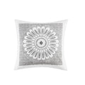 Cotton Embroidered Decorative Square Pillow Grey 20x20'