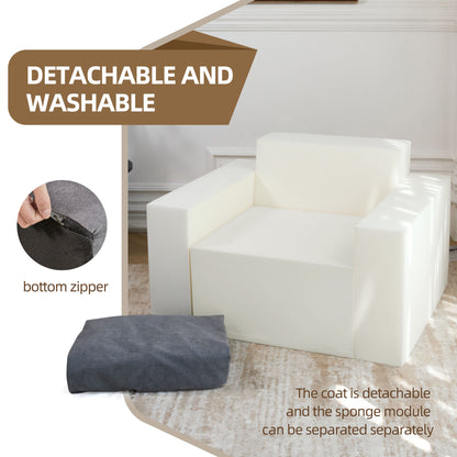 Sofa in a box Foam Sofa Couch with Pillow, Bean Bag Chairs for Adults Stuffed High-Density Foam, Large Bean Bag Sofa for Living room Bedroom Gaming Room