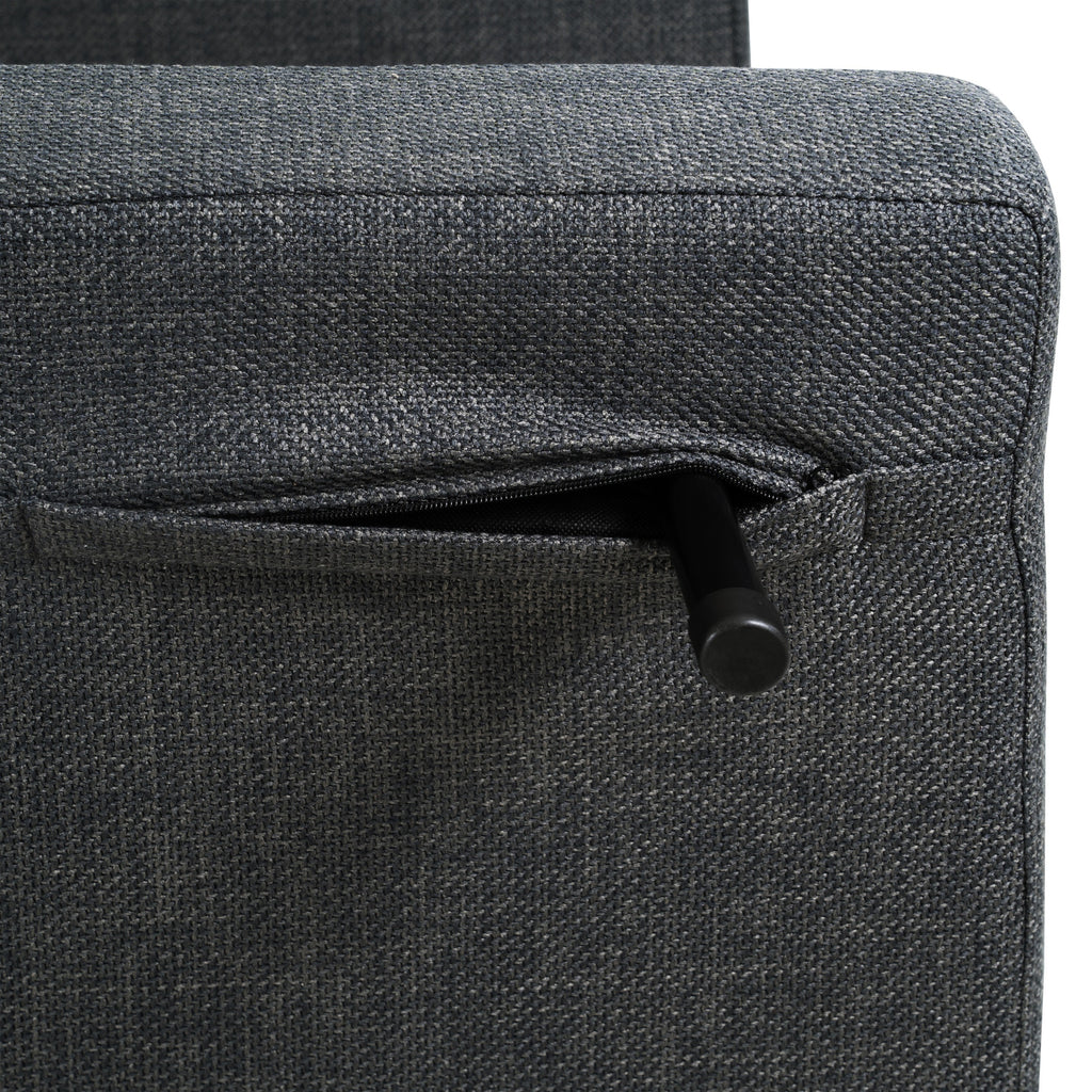 3 in 1 Foldable Linen Chaise Lounge with Adjustable Backrest, Footrest & Detachable Pillow, Convertible Chair Bed, Accent Chair, Small Space Sofa Bed for Living Room, Bedroom and Office, Grey