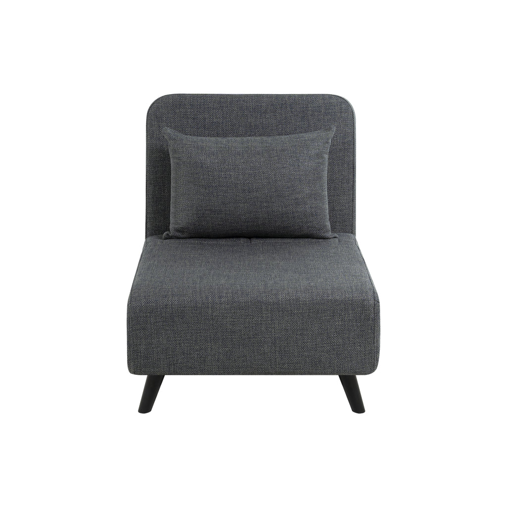 3 in 1 Foldable Linen Chaise Lounge with Adjustable Backrest, Footrest & Detachable Pillow, Convertible Chair Bed, Accent Chair, Small Space Sofa Bed for Living Room, Bedroom and Office, Grey