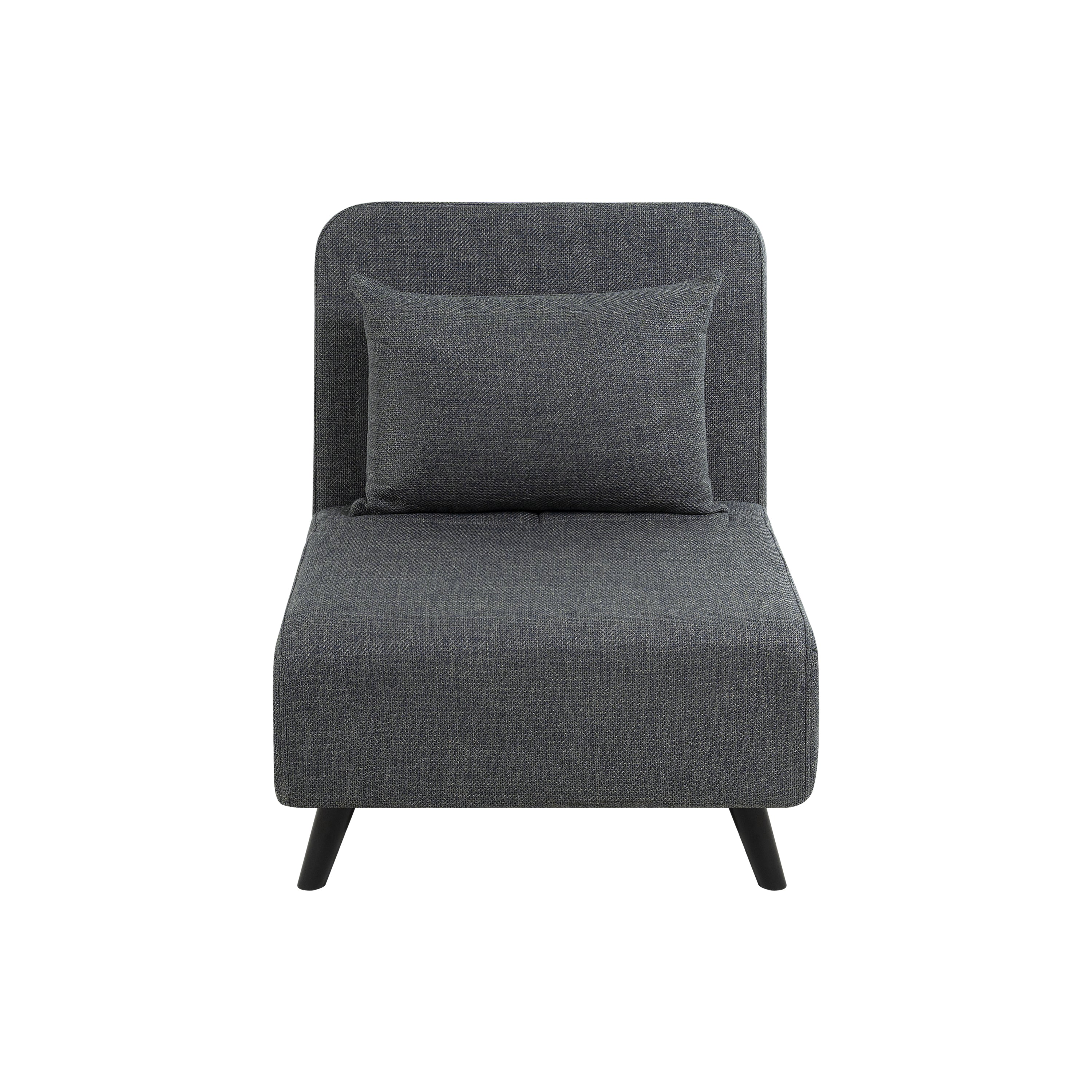 3 in 1 Foldable Linen Chaise Lounge with Adjustable Backrest, Footrest & Detachable Pillow, Convertible Chair Bed, Accent Chair, Small Space Sofa Bed for Living Room, Bedroom and Office, Grey