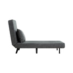 3 in 1 Foldable Linen Chaise Lounge with Adjustable Backrest, Footrest & Detachable Pillow, Convertible Chair Bed, Accent Chair, Small Space Sofa Bed for Living Room, Bedroom and Office, Grey