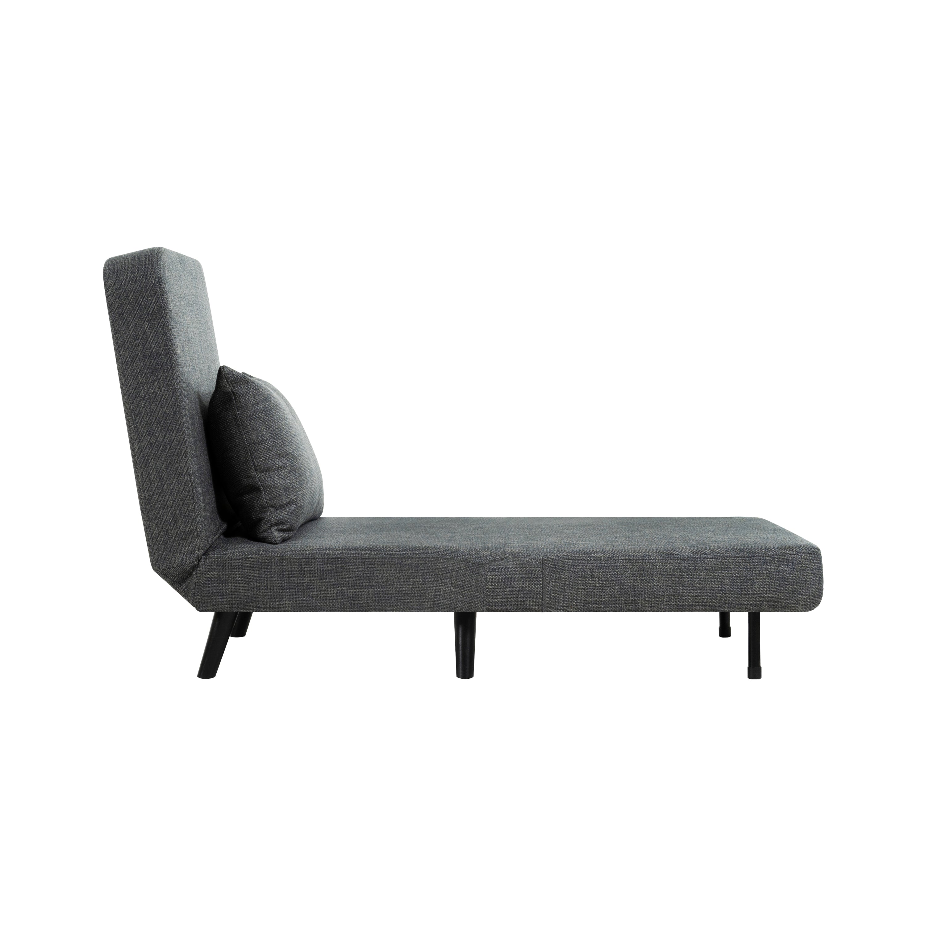 3 in 1 Foldable Linen Chaise Lounge with Adjustable Backrest, Footrest & Detachable Pillow, Convertible Chair Bed, Accent Chair, Small Space Sofa Bed for Living Room, Bedroom and Office, Grey