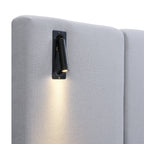 Chic Linen Upholstered Bed with Integrated Lights and Shelves, Grey, King Bed Frame