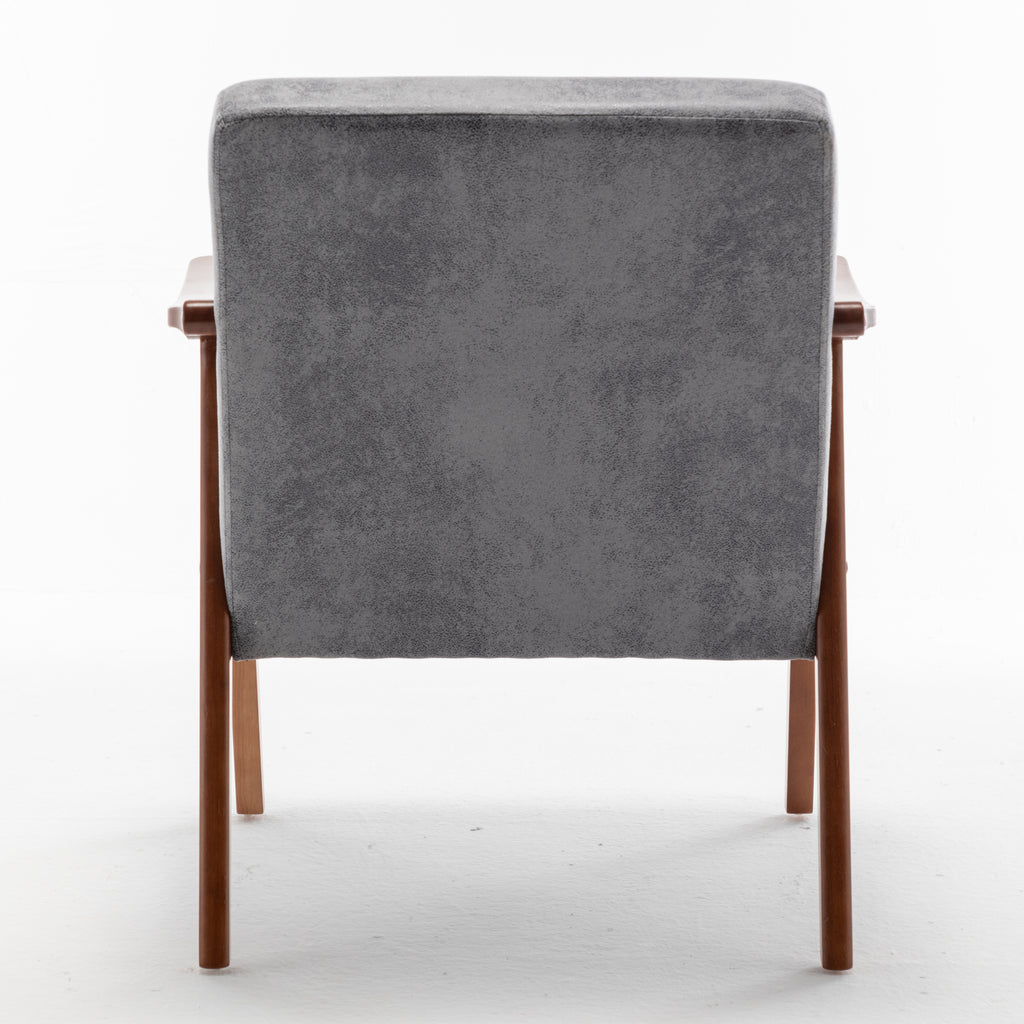 Accent Chair with Microfiber Upholstery and Solid Wood Frame, Classic Mid-Century Modern Living Room Furniture for Extra Seating, Grey
