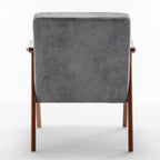 Accent Chair with Microfiber Upholstery and Solid Wood Frame, Classic Mid-Century Modern Living Room Furniture for Extra Seating, Grey