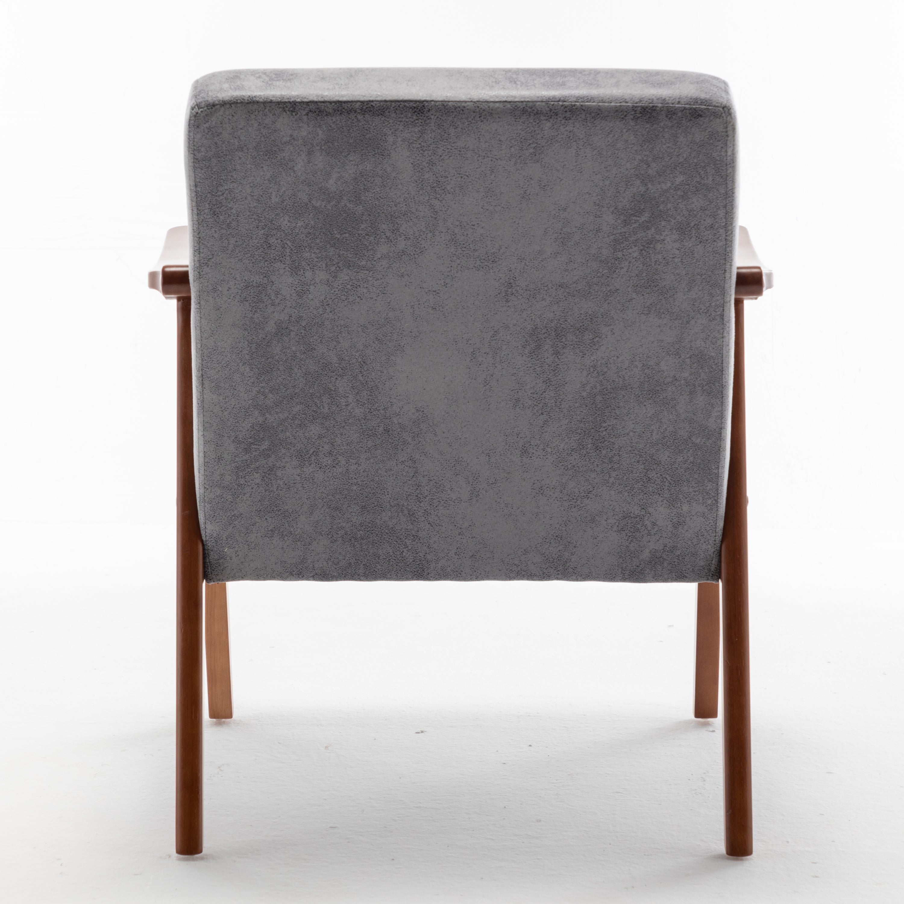 Accent Chair with Microfiber Upholstery and Solid Wood Frame, Classic Mid-Century Modern Living Room Furniture for Extra Seating, Grey