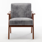 Accent Chair with Microfiber Upholstery and Solid Wood Frame, Classic Mid-Century Modern Living Room Furniture for Extra Seating, Grey