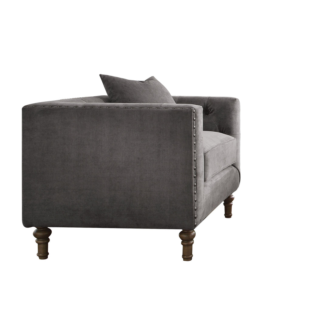 Grey Accent Chair with Pillow