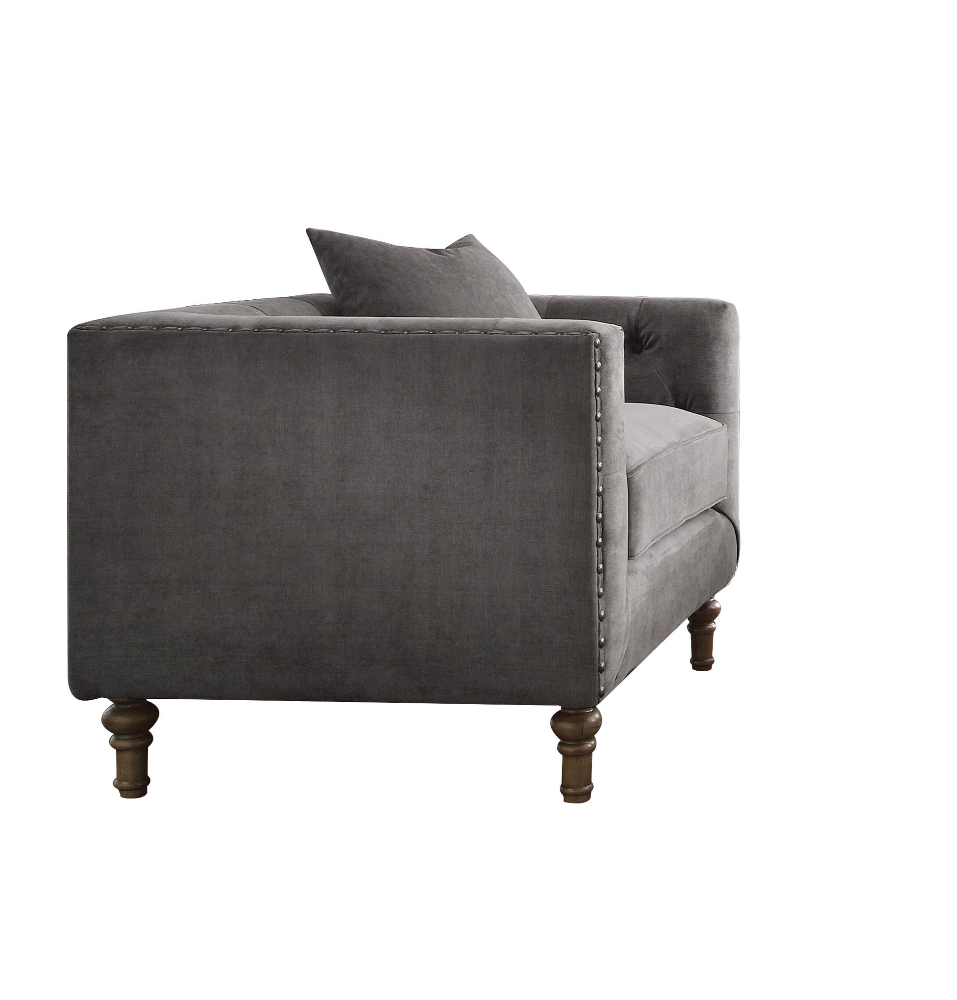 Grey Accent Chair with Pillow